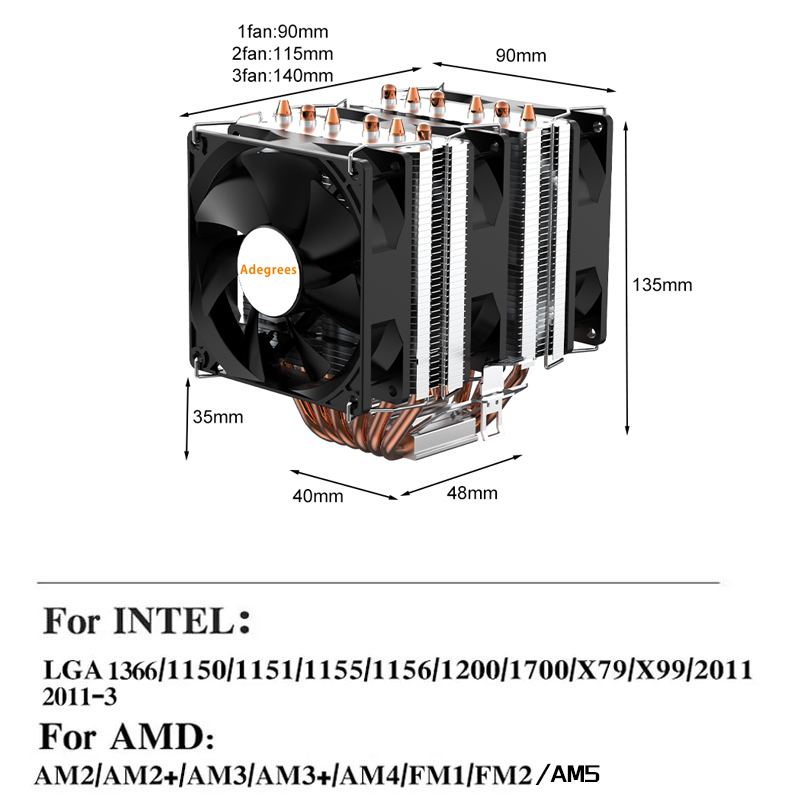 Enfriador de CPU con 6 tubos d - Cpu Heatsink reseña y precio